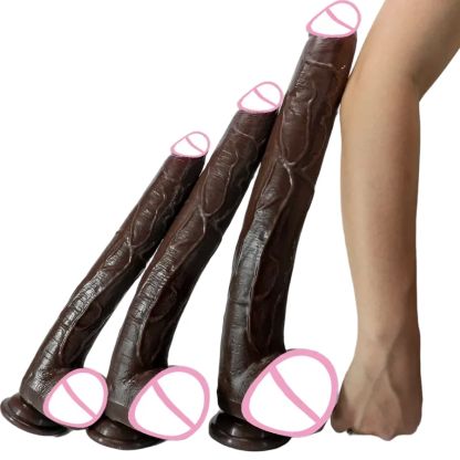 Black Soft Silicone Long Dildo - Ideal Adult Sex Toy for Women and Couples